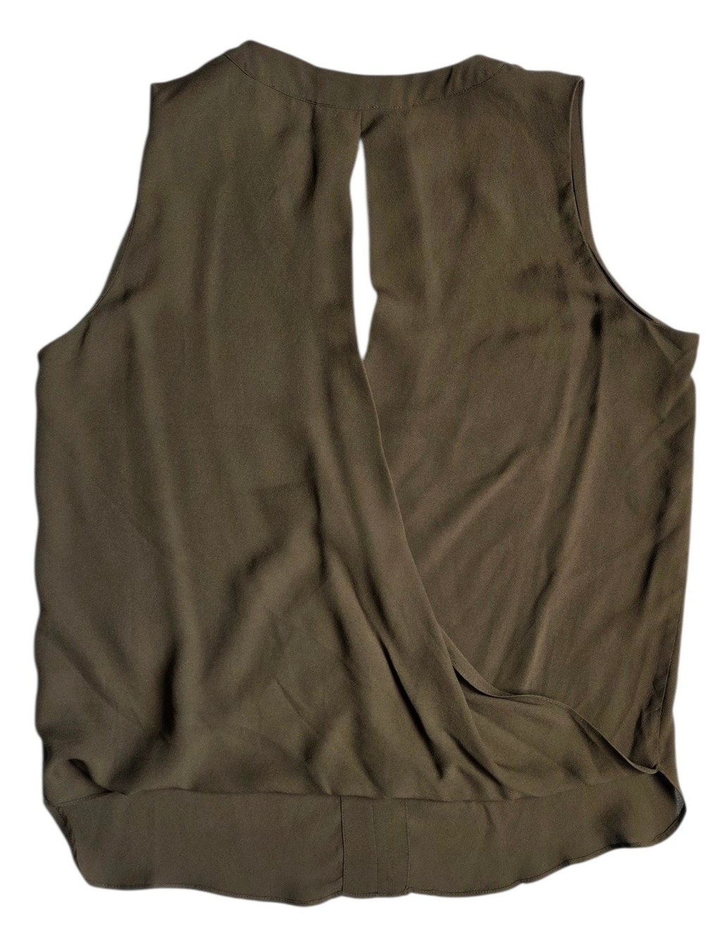 A.L.C. Silk Olive Sleeveless V-Neck Draped-Back Camisole Top - Picture 3 of 6